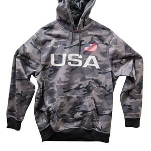 Mitre Mens USA Camo Pullover‎ Hoodie Flag Graphic Fleece Medium
